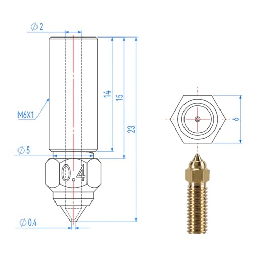 KOYOFEI 12PCS Brass Nozzles for K1 Max, 3D Printer Parts 6PCS 0.4mm, 3PCS 0.6mm, 0.8mm High Speed Brass Nozzle for Creality K1, Ender 3 V3 KE, CR-10 SE K1 Brass Multi-Size