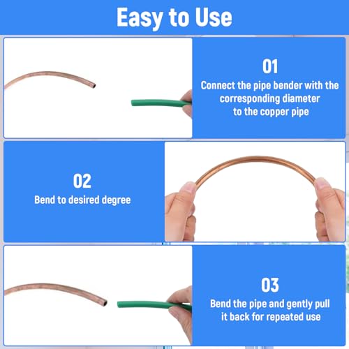 4 Pcs 4M Conditioning Copper Tubing Pipe Extension Kit, 1/4" 1/2" 3/8" 5/8" Built-in Copper Tube Bending Strip Air Conditioning Pipe Bender Kit for Air Conditioning Systems