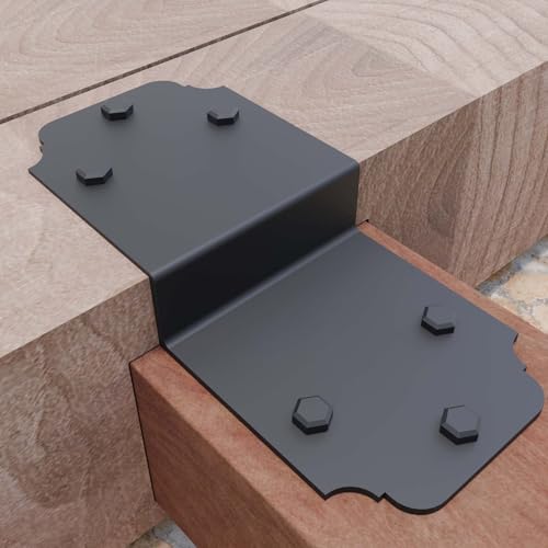 2packs Heavy Duty Pergola Brackets Black Z Bracket ,6" Steel Angle Joist Tie, Post to Beam Connectors Repair Hardware for Wood DIY Projects Deck Framing Construction Fence Repair 2packs-Z Bracket
