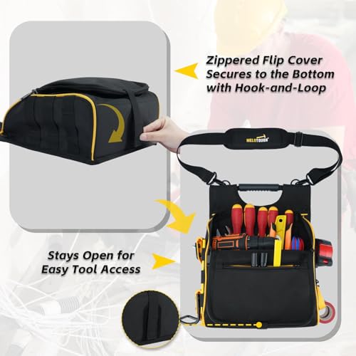 with Shoulder Strap, Zippered Flip Cover Tool Pouch Bag, Tape Measure Holder,Tape Measure Belt Clip