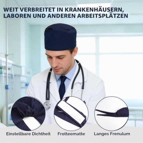 Surgical Cap, Fabric Surgical Caps, Fabric Nurse Accessories for Doctors, with Sweat Absorber, Adjustable Surgical Caps for Men and Women, Quick-Drying Medical Cap for Doctors, Nurses