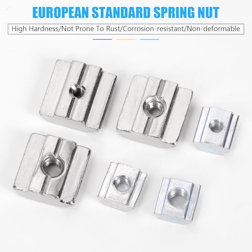 Glarks 75pcs M3/M4/M5 30 Series T-Slot Nut Kit, Carbon Steel T Slot Sliding Nuts, Metric Thread Slide in T-Nut, Hammer Head T Nut, European Standard Slide Nuts for 3030 Aluminum Profile