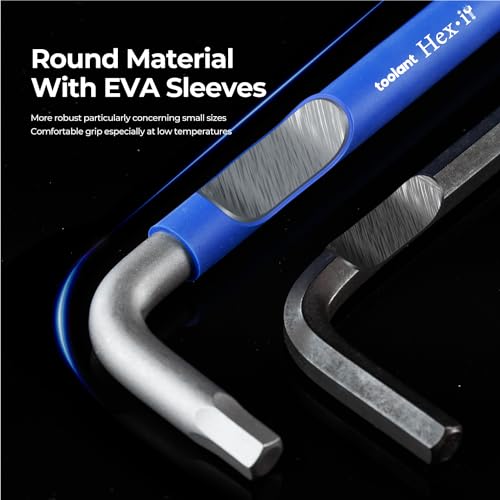toolant Allen Wrenches Sets 22pcs(Metric&SAE), Extra Long Arm Allen Key Set with Ball End, Crafted Hex Key Set with Color Coded Sleeves, Unique Patented Holder Design for Magnetizing and Demagnetizing 22PCS (Metric&SAE)