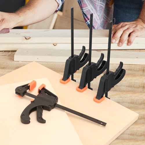 20 Pack 4 Inch F Bar Clamp, Medium Duty 70lbs One Handed Clamps/Spreader, Bar Clamps for Woodworking, Crafting, by GENHAKON 20 Pack 4 Inch