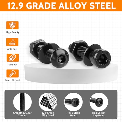 1600 PCS M3 Screw Kit, Hex Button Socket & Cap Head M3 Metric Screw Assortment Kit, Grade 12.9 Alloy Steel Assorted M3 Bolts and Nuts Machine Screw Set for DIYers, 3D Printing 1600Pcs M3 Size