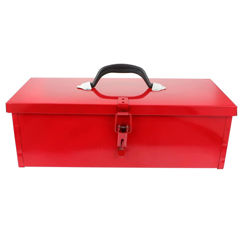 DOITOOL Red Metal Tool Box Iron Sheet Tool Box Metal Toolbox Red Tool Storage Case Lockable, Multi-function Tool Organizer, 15.3X6.2X5.1inch