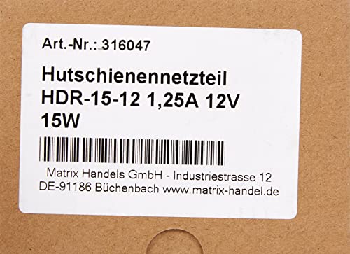 DIN Rail Power Supply 15W 12V 1.25A MeanWell HDR-15-12 DIN Rail Transformer (Pack of 2) black HDR-15-12 (Pack of 2)