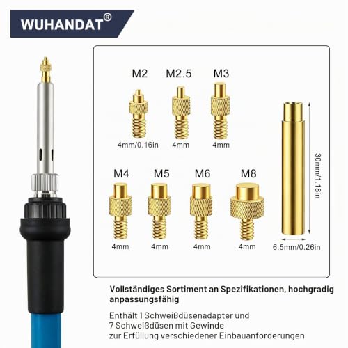 Melting Aid for Thread Inserts, Melting Thread Pack of 7 | Soldering iron melting aid, thread inserts 3D printing, soldering iron thread insert, with M2, M2.5, M3, M4, M5, M6, M8