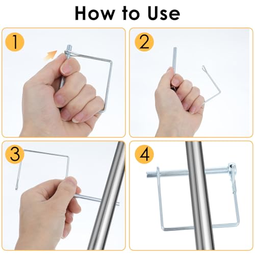 40 Pcs Square Coupler Pin 1/4 Inch Safety Shaft Locking Pin Wire Trailer Pin Carbon Steel Trailer Hitch for Farm Lawn Garden PTO Garden