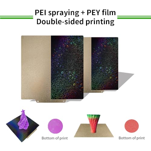 BORDSTRACT Double-Sided Build Plate, PEI Spray Coating + PEY Smooth Film Spring Steel Flexible Plate 300x300mm without Soft Magnetic Base for Most Models of 3D Printer Platforms PEI spray + PEY film 300*300mm