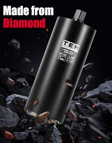 2 Inch Wet Diamond Core Drill Bit, 1-1/4" UNC Thread, 14" Drilling Depth, Fast-Cutting Hole Saw for Reinforced Concrete, Block & Hard Masonry 2 INCH