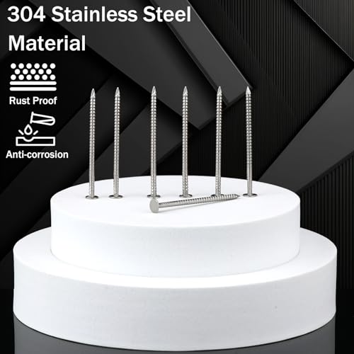Tandefio 1-3/4 Inch 2 Pounds Roofing Nails 304 Stainless Steel Roofing Felt Nails Flat Head Hardware for Shingles, Cedar Wood, Decking, Wall (Silver) Silver