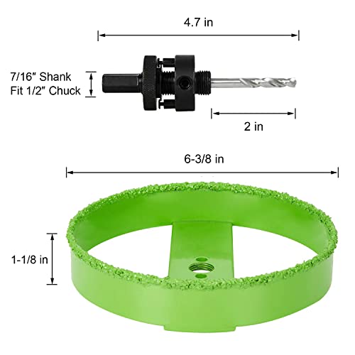 6-3/8 Hole Saw 4-3/8 Hole Saws for 4" 6" Recessed Lights, Carbide Grit Holes Saw Cutting Plaster Drywall Ceiling Sheetrock 4-3/8"&6-3/8"