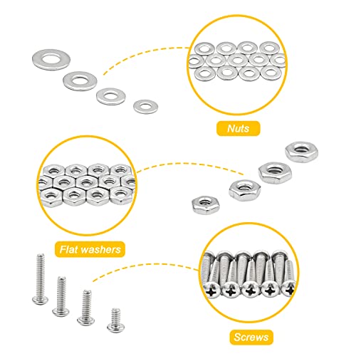 820Pcs 304 Stainless Steel Nuts and Bolts Assortment Kit, 10-24#8-32#6-32#4-40 Phillips Pan Head Assorted Nuts Bolts and Flat Washers with Case