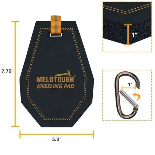 MELOTOUGH Heavy Duty Framing Nail Gun Tool Bag with Extra Storage Pockets, Mini Kneeling Pad with Carabiner Clip, Portable 1 Inch Thick NBR Foam Kneeling Pads for Work Construction, Mechanics, Plumber