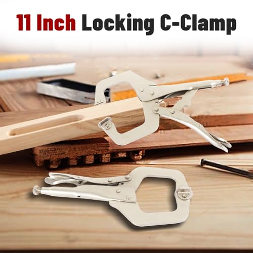 findmall 11 Inch Locking C-Clamp 5Pack Locking Pliers Adjustable Welding Clamps Vise W/Regular Tip and Swivel Pad for Shop Home Farm and Automotive 1 11 in