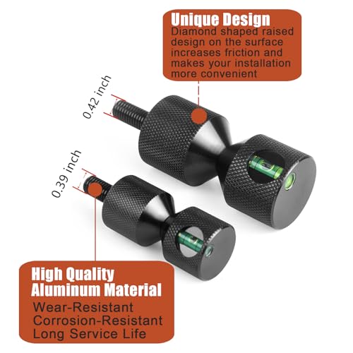 4 Pcs Flange Two Hole Pins 1-1/8” Two Hole Alignment Pins & 1-5/8” Detachable Flange Double Hole Pins Built-in Level 6061 Aluminum Black Black with Built-In Level