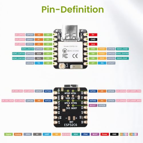 diymore 2PCS for ESP32-C6 Development Board - 2.4GHz WiFi 6, Bluetooth 5.3, Zigbee, Thread (802.15.4) for IoT Projects, Smart Home and Prototyping 2 pieces ESP32 C6