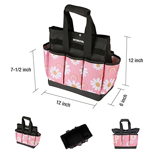 WORKPRO Garden Tool Bag and FLISSA Folding Pocket Knife, Garden Tote Storage Bag with 9 Pockets, Tactical Knife with Liner Lock