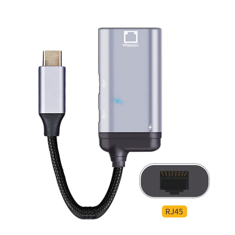 NFHK USB-C Type-C USB3.1 to 1000Mbps Gigabit Ethernet Network LAN Adapter with Female PD Power Port USB-C to LAN 1000Mbps+PD+OTG