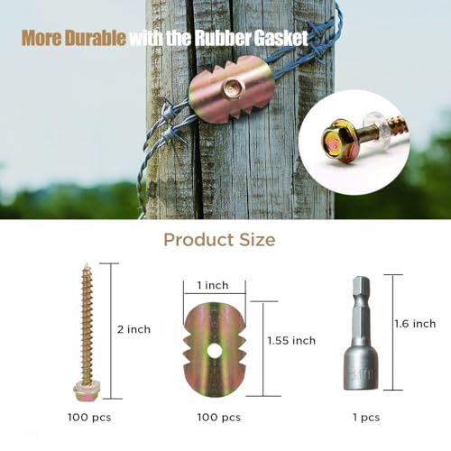 100 Set Wire Fence Fasteners for Wood, Rust-Proof | Reusable
