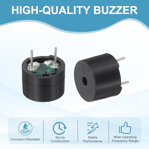 sourcing map 10 Pcs Passive Buzzer DC 1.5-5V 12x8.5mm Electric Tone Buzzer Alarm Piezo Beep Sounder Continuous Sound Beep for Physics Circuits Alarm Safety Development Boards House Shop