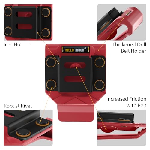 MELOTOUGH Heavy Duty Framing Nail Gun Tool Bag with Extra Storage Pockets Shoulder Strap Fits Hitachi NR83A,Drill Belt Clip,Drill Holder for Tool Belt,Drill Holster,Measuring Tape Holder(Red)