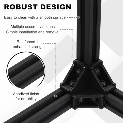 sourcing map 2Pcs 100mm T Slot 2020 Aluminum Extrusion, European Standard Anodized Linear Rail, Extruded Aluminum Rail Profile 3D Printer, CNC DIY, Black