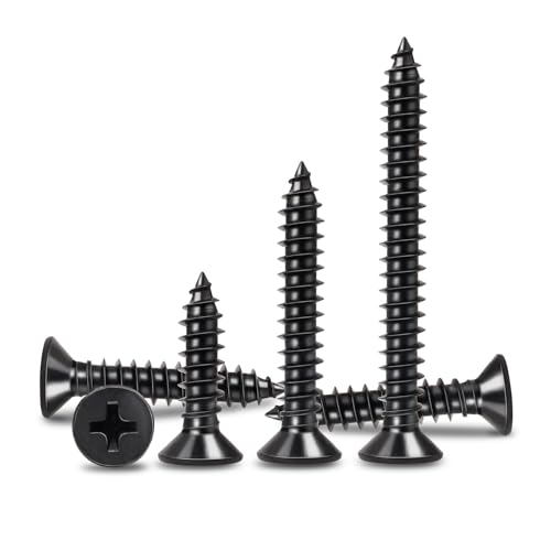#10x2-1/2 Phillips Flat Head Black Wood Screws 100pcs HS/ZGLS-01 #10 x 2-1/2"