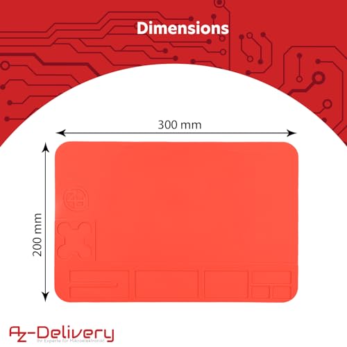AZ-Delivery 3 x Soldering Mat Premium Heat Resistant Silicone for Soldering Iron & Soldering Station - Perfect for Workshop - Large Non-Slip Rubber Mat, Soldering Iron Set & Soldering Set Suitable