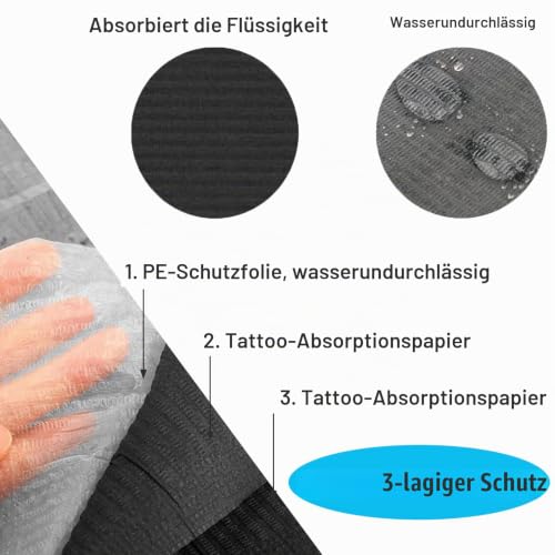 Pack of 50 Black Dental Bibs Disposable Waterproof | Tattoo Bibs, Tattoo Table Covers Clean Pad Patient Bib Tattoo Covers Supplies Teeth Dry Black-50pcs