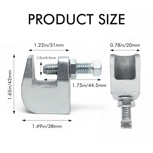 12PCS 1/2" Beam Clamp UNC Iron Safety Rod Beam Clamps, 3/4" Jaw Opening, Heavy Duty Wall/Ceiling Mount for Vertical Piping Support - Fits Copper & PVC Tubing 1/2"
