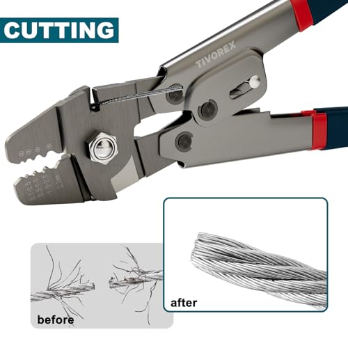 1/16" Wire Rope Crimping Tool Kit, 328ft Stainless Steel Cable 328ft Steel Cable Kit+Crimper