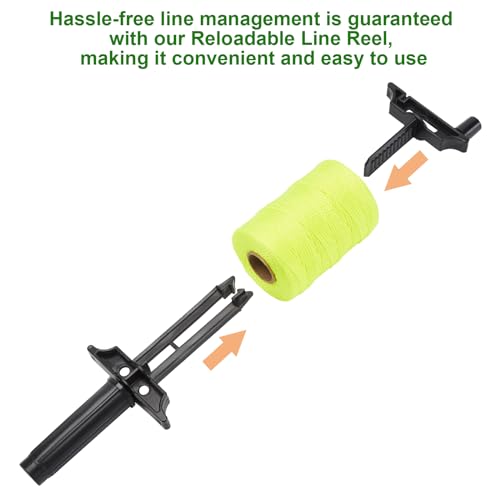 6 Roll Mason Line String Line - #18 Braided Nylon String - 500 Ft Length - Nylon with Reloadable Line Reel Twine for Gardening Or Masonry Tools - Perfect Construction String (Yellow) Yellow