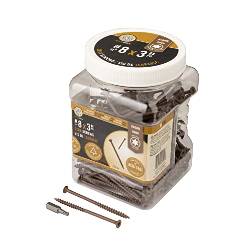 Nuvo Iron Deck Screws Jar #8 x 3 & #8 x 2 1/2" - 250 Count, Brown