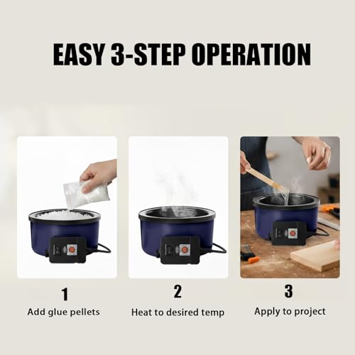 Electric Hot Glue Pot for Crafts with 1lb Pellets 225-400°F Adjustable - Blue Electric Glue Pot