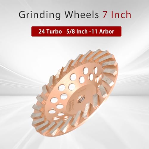 findmall 7 Inch 24 Turbo Diamond Segments 5/8 Inch -11 Arbor Grinding Wheels Diamond Cup Grinding Wheels Fit for Concrete and Masonry Available