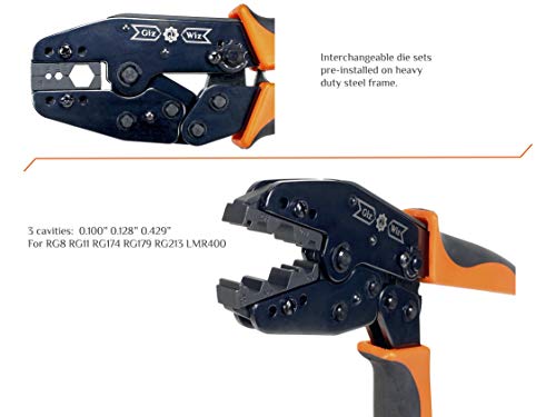 RF Coax Ratchet Crimp Tool For RG8 RG11 RG174 RG179 RG213 LMR400 .100" .128" .429" G-H3K G-H3K (RG8/11/174/179/213/LMR400)