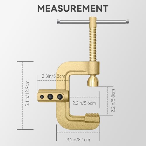 HITBOX Welding Ground Clamp, Solid Brass Heavy Duty Screw-Lock C-Style Earth Clamp, 400A for TIG MIG MMA/Stick Welders, 2.3" Jaw Opening, 1.65 lb