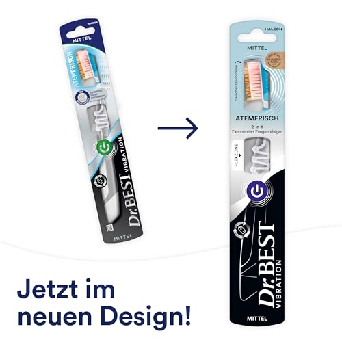 Dr. Best Vibrating Breathing Toothbrush Medium (Pack of 1) | Fine, gently vibrating bristles provide up to 50% better accessibility between teeth* and intensive cleaning. 1pc (pack of 1)