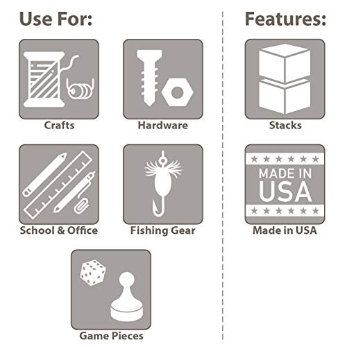 Akro-Mils 96352A Plastic Portable Parts Storage Box Bundle, Hardware and Crafts Organization Boxes with Hinged Lid and 5 Fixed Dividers, 8-Inch x 4-5/8-Inch x 1-1/2-Inch, 12-Pack, Clear