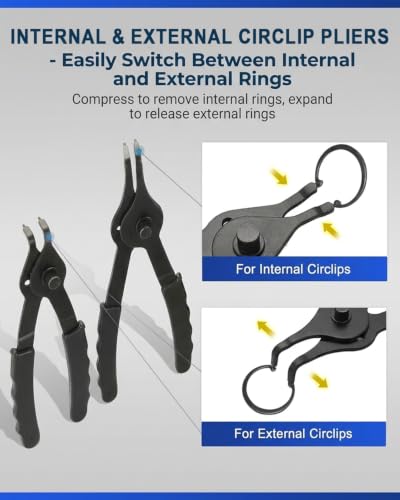 SGT 10pcs Snap Ring Pliers Set, Internal and External Circlip Pliers Blue