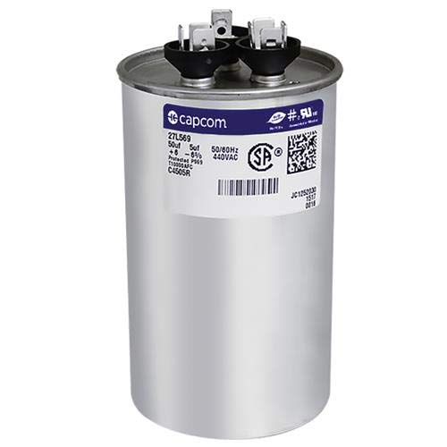 97F9850-50 + 5 uf MFD 440 Volt VAC - GE Round Dual Run Capacitor Upgrade