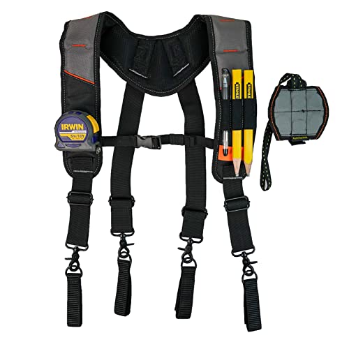 KUNN Tool Belt Suspender with Magnetic Wristband & Electrician Tool Pouch with Waist Belt