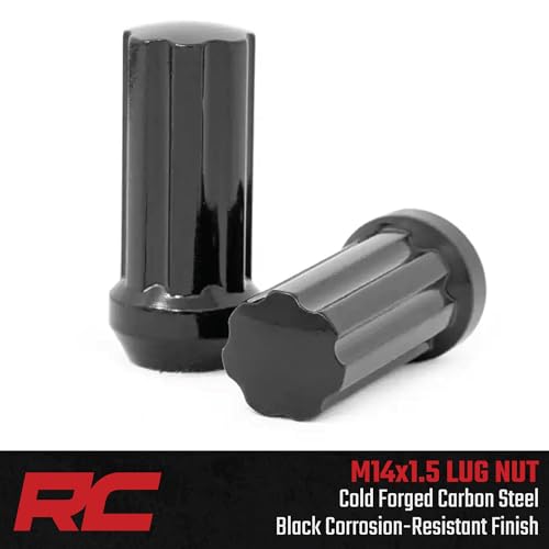 Rough Country 24-Piece Lug Nut Set - M14x1.5 Thread, Bulge Acorn Style, Black Lug Nuts with Socket Key, Corrosion-Resistant for Aftermarket Wheels