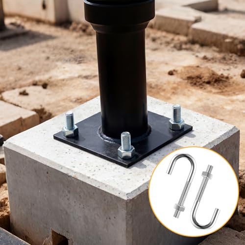 20 Pcs 3/8" x 3-3/4" J Bolt with Nut Galvanized Steel Eyebolts with Nuts Anchor Bolts Fastener Hardware for Concrete Pad Pouring Wood Projects Construction Dam Hanging Outdoor Installation 20