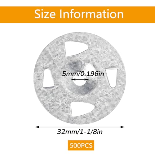 wedi Board Screws and washers, 1-1/8 Inchfoam Board Support Washer for Foam Board Fasteners Plaster washers (500pcs(Screw not Included) 500pcs(Screw not included)