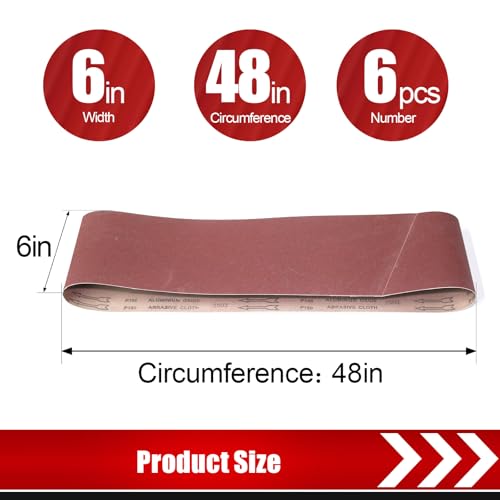BOSHCRAFT 6 x 48 Inch Belt Sander Sanding Belt, 12 Pack Belt Sander Paper 80/120/150 Grits Assortment Aluminum Oxide Sanding Belts for Belt Sander Knife Sharpening Wood Metal Polishing 6 X 48 Inch - 12 Pack