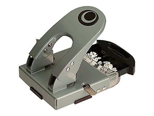 Officemate Deluxe 2-Hole Punch with Chip Drawer, 50 Sheet Capacity, Silver/Navy (90101)