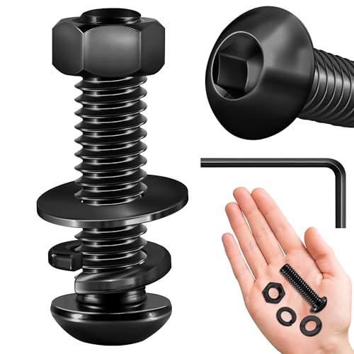 Mywish (20Sets) 1/4-20 Bolt x 1" Button Head Socket Cap Bolts & 100Pcs 1/4-20 Nut, 304 Stainlee Steel 1/4 20 Hardware Nut, 4-Pronged Tee Blind Nuts Threaded Insert T Nuts for Wood Working